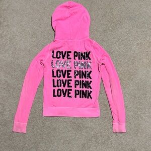 PINK Zip-Up Hoodie with Sequins (STAINED)